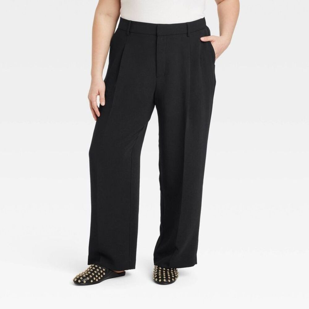Women's Signature Crepe Essential Trouser - A New Day Black 16